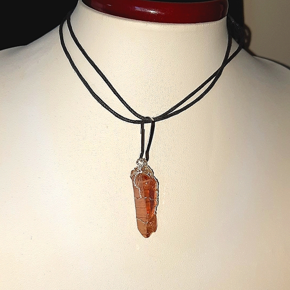 Tangerine Quartz Wire Wrapped Pendant - New - Picture 1 of 2